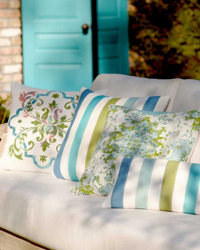 Rhodes Stripe Lumbar Sunbrella Pillow